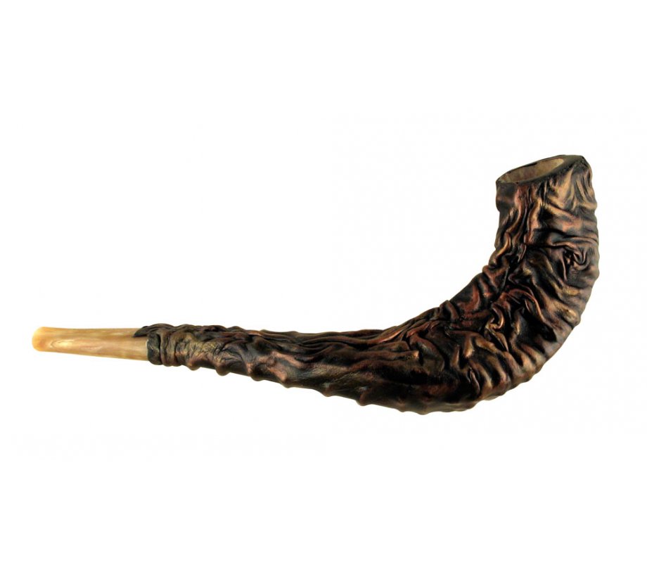 Leather Decorated Ram's Horn Shofar