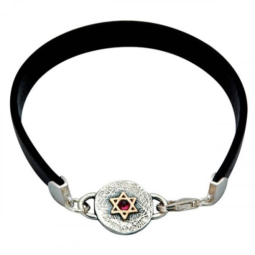 Leather Star of David Bracelet