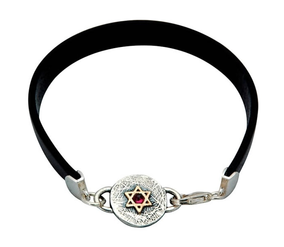 Leather Star of David Bracelet