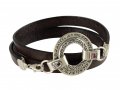 Leather Triple-wrap Men Bracelet with Silver Ana Bekoach Aaronic Blessing - Studio Golan