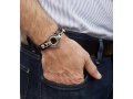 Leather Triple-wrap Men Bracelet with Silver Ana Bekoach Aaronic Blessing - Studio Golan