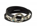 Leather triple-Wrap Men Bracelet, Sterling Silver Hamsa & Hebrew Priestly Blessing - Studio Golan