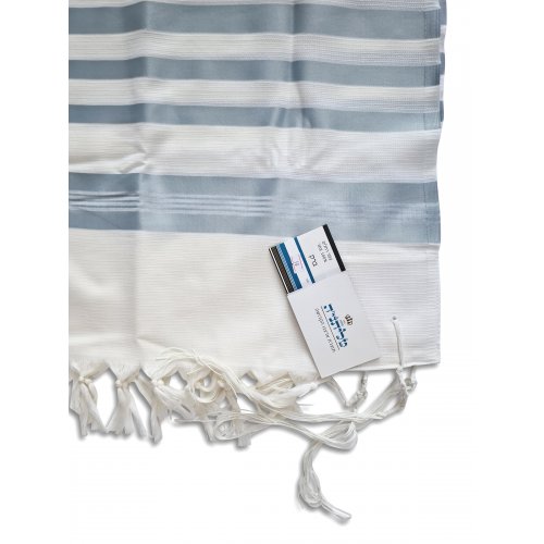 Lightweight Non-slip Wool Tallit Prayer Shawl, Barak Talitania - Light Blue Stripes