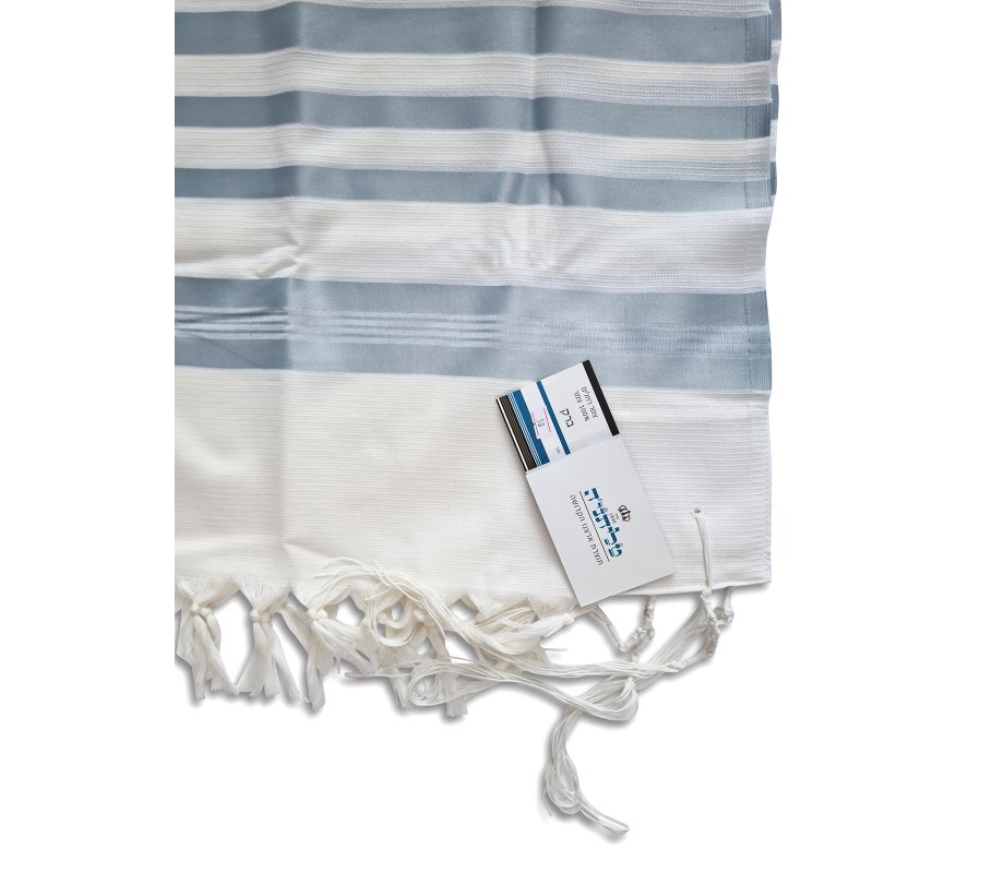 Lightweight Non-slip Wool Tallit Prayer Shawl, Barak Talitania - Light Blue Stripes