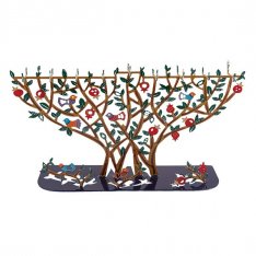 Lively Pomegranate Hanukkah Menorah for Tea Lights - Yair Emanuel