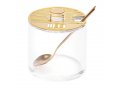 Lucite Rosh Hashanah Honey Dish with Spoon - Gold Stripes