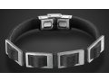 Man's Black Leather Bracelet with Stainless Steel Open Buckle Design - Adi Sidler