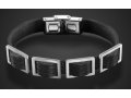 Man's Bracelet, Black Leather with Four Rectangle Elements  Adi Sidler