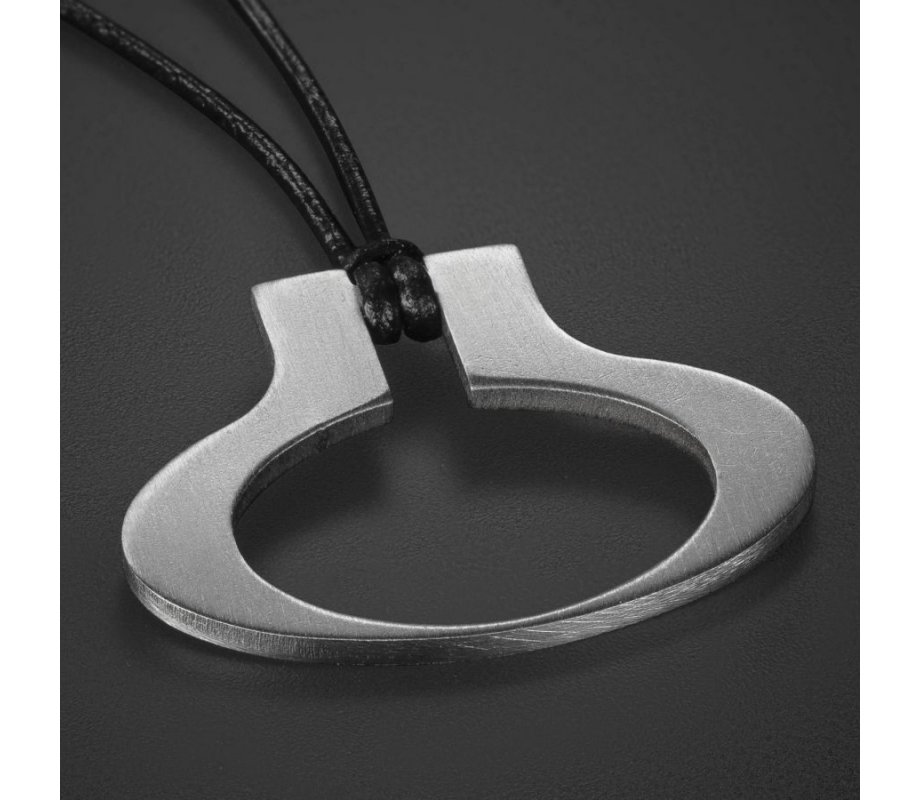 Mans Pendant Necklace Geometric Collection Ellipse and Black Cord - Adi Sidler,