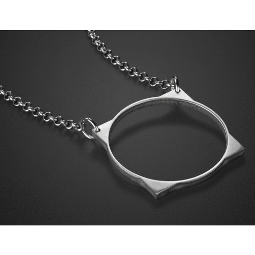 Man's Pendant Necklace Geometric Collection, Circle in Square  Adi Sidler