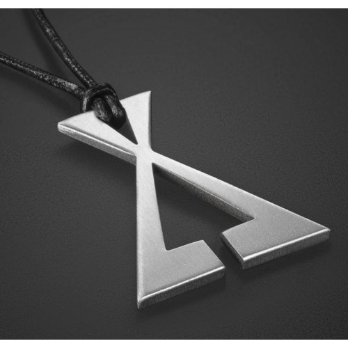 Man's Pendant Necklace Geometric Collection, Letter X and Black Cord  Adi Sidler
