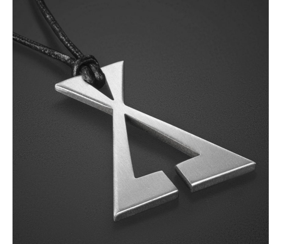 Man's Pendant Necklace Geometric Collection, Letter X and Black Cord  Adi Sidler