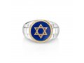 Man's Sterling Silver and Gold Plated Ring with Blue Enamel - Star of David