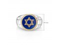 Man's Sterling Silver and Gold Plated Ring with Blue Enamel - Star of David