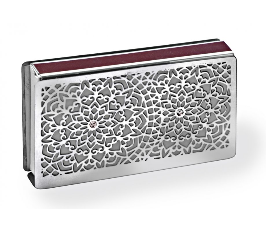 Matchbox Holder with Flowerburst Design and Shabbat Shalom - Dorit Judaica