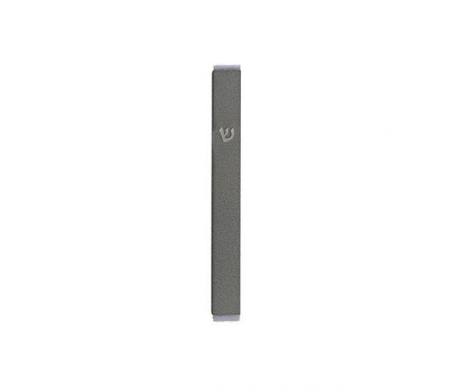 Matte Metal Mezuzah Case with Shin Letter, Dark Gray - Yair Emanuel