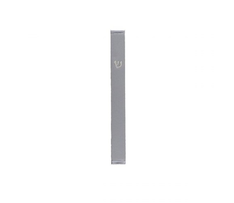 Matte Metal Mezuzah Case with Shin Letter, Silver - Yair Emanuel