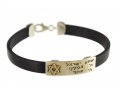 Men Leather Bracelet with Sterling Silver Hebrew Shema Prayer & Gold Star of David - Studio Golan