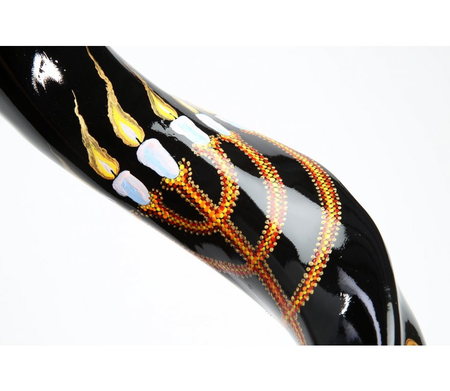 Menorah and Star Hand Painted Yemenite Shofar