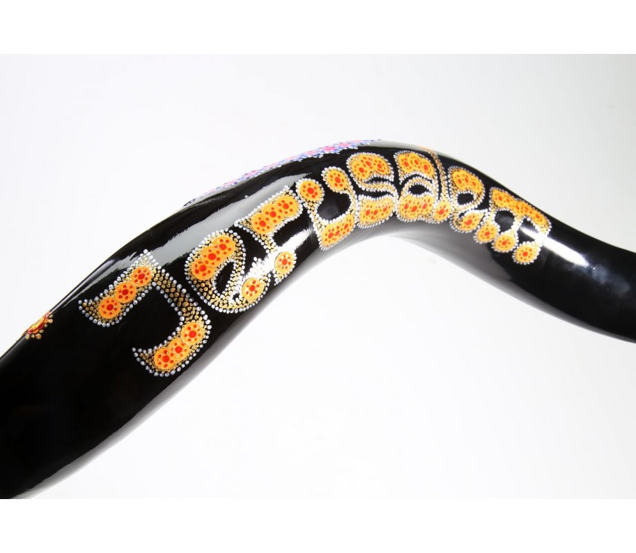 Menorah and Star Hand Painted Yemenite Shofar