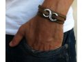 Men's Triple Wrap Brown Bracelet with Infinity Element - Galis
