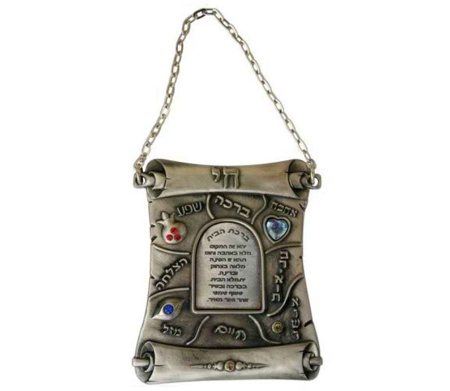 Metal Scroll Wall Blessing with Colorful Stones