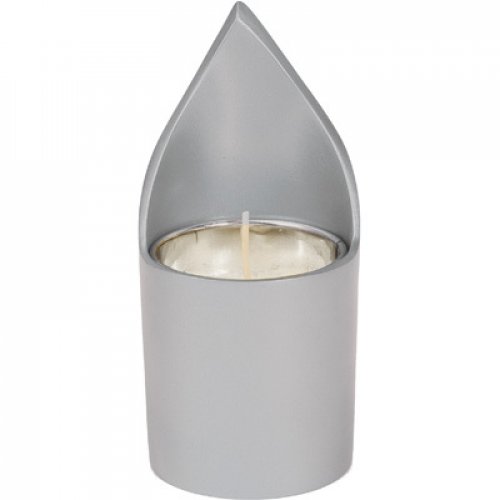 Metal Yahrzeit Memorial Candle Holder, Flame Shaped - Yair Emanuel