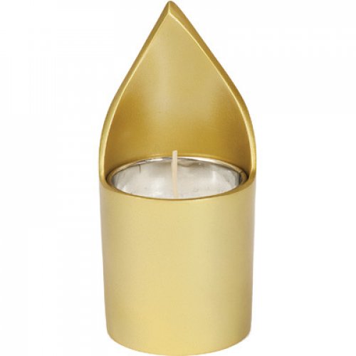 Metal Yahrzeit Memorial Candle Holder, Flame Shaped - Yair Emanuel