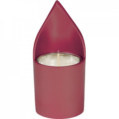 Metal Yahrzeit Memorial Candle Holder, Flame Shaped - Yair Emanuel