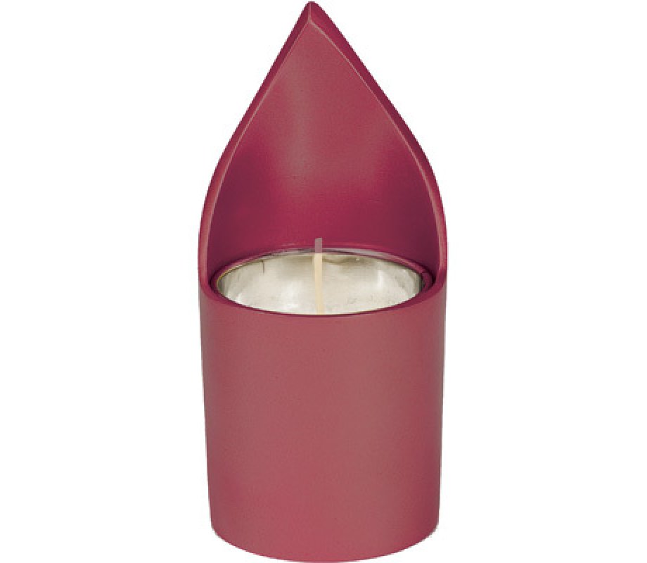 Metal Yahrzeit Memorial Candle Holder, Flame Shaped - Yair Emanuel