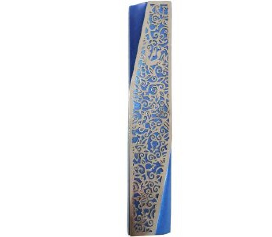 Mezuzah Case, Geometric Design with Pomegranates in Choice of Colors - Yair Emanuel