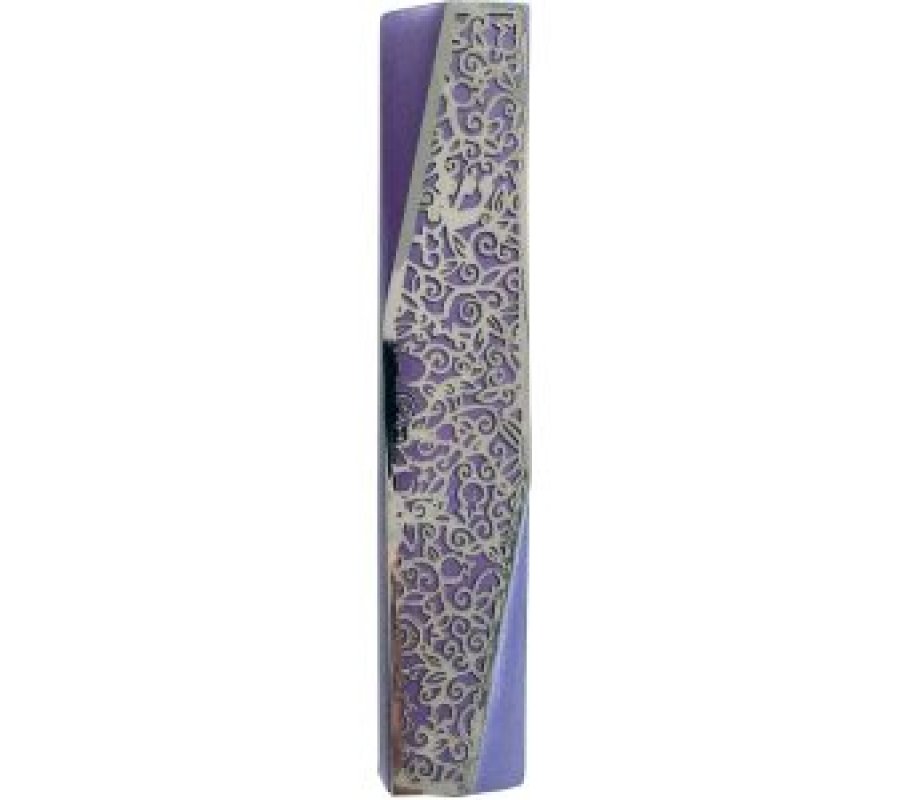 Mezuzah Case, Geometric Design with Pomegranates in Choice of Colors - Yair Emanuel