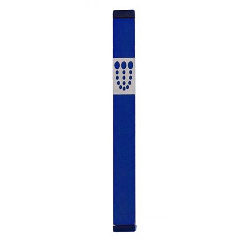 Mezuzah Case with Bubbly Dots Shin, Dark Colors at 4 Inches Height - Agayof