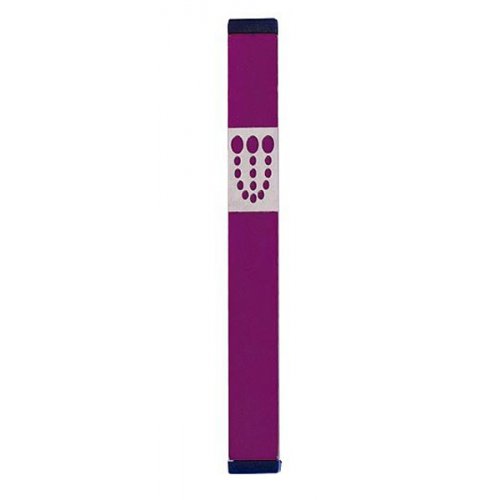 Mezuzah Case with Bubbly Dots Shin, Dark Colors at 5 Inches Height - Agayof