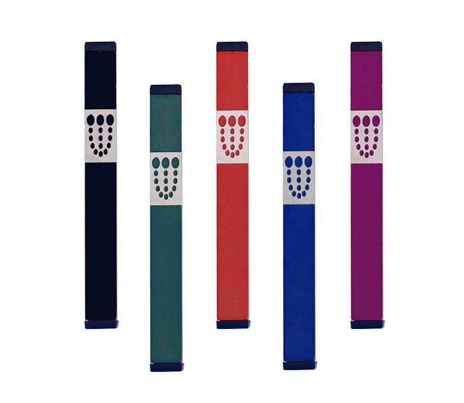 Mezuzah Case with Bubbly Dots Shin, Dark Colors at 5 Inches Height - Agayof