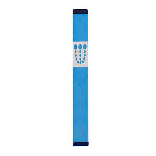 Mezuzah Case with Bubbly Dots Shin, Light Colors at 5 Inches Height - Agayof