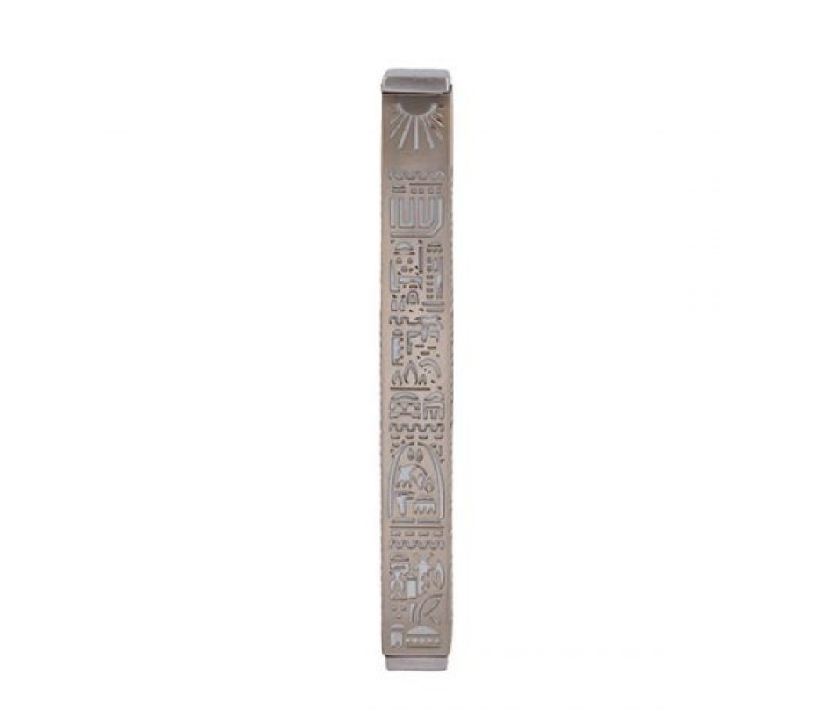 Mezuzah Case with Cutout Jerusalem Design, Silver - Yair Emanuel