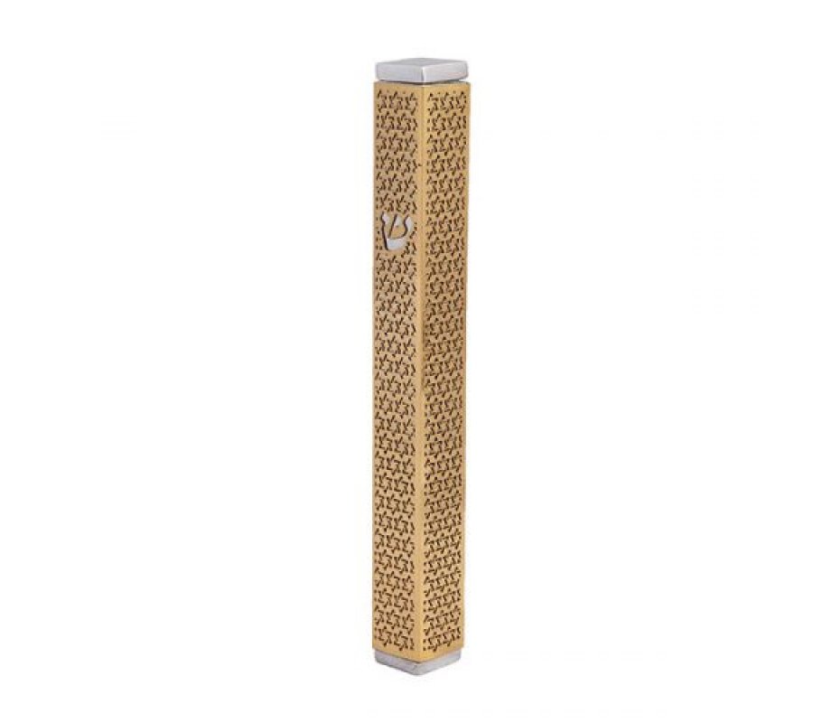 Mezuzah Case with Cutout Star of David, Brass - Yair Emanuel