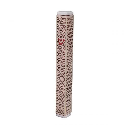 Mezuzah Case with Cutout Star of David, Red - Yair Emanuel