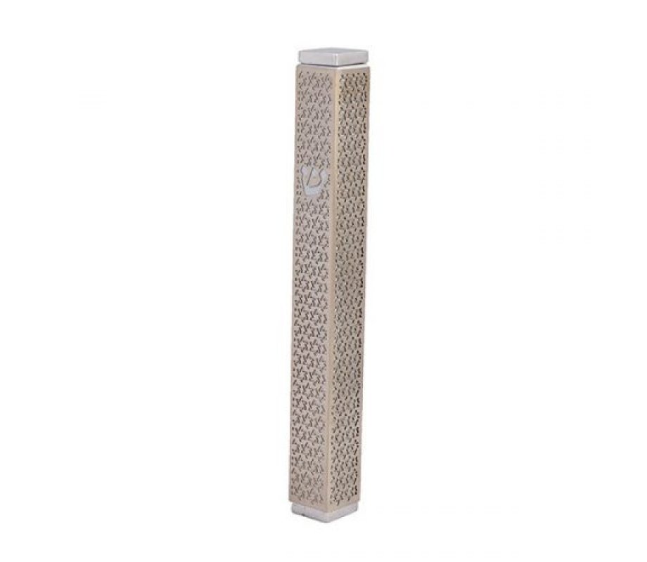 Mezuzah Case with Cutout Star of David, Silver - Yair Emanuel