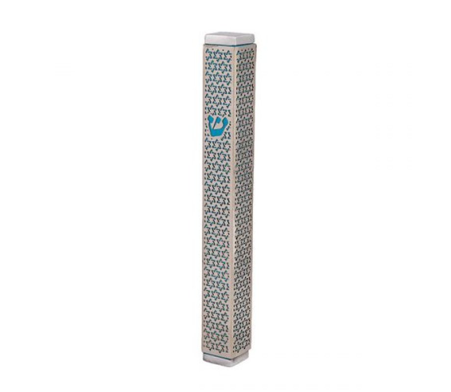 Mezuzah Case with Cutout Star of David, Turquoise - Yair Emanuel