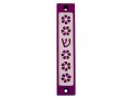 Mezuzah Case with Five Flowers and Shin in Dark Colors, 4 Inches Height - Agayof