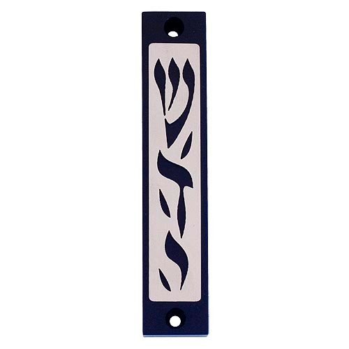 Mezuzah Case with Letters of Divine Name in Dark Colors at 4 Inches Height - Agayof