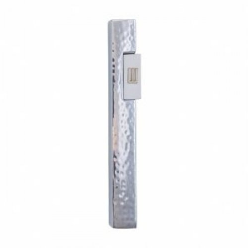 Mezuzah Case with Shin Letter in Rectangle Pop Out, Hammered Silver - Yair Emanuel