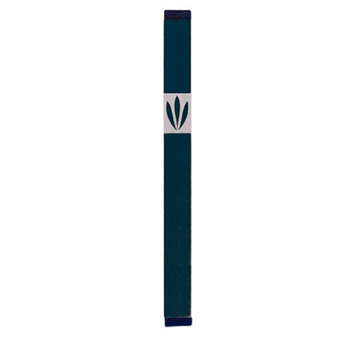 Mezuzah Case with Shin of Three Leaves, Dark Colors at 4 Inches Height - Agayof