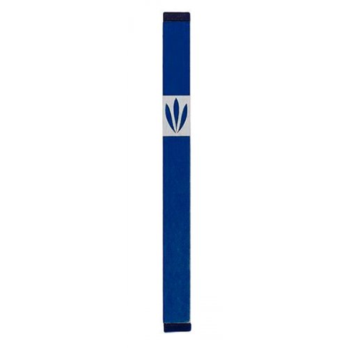 Mezuzah Case with Shin of Three Leaves, Dark Colors at 4 Inches Height - Agayof