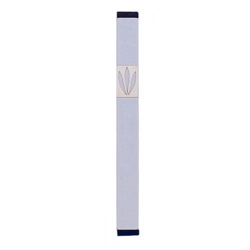 Mezuzah Case with Shin of Three Leaves, Dark Colors at 6 Inches Height - Agayof