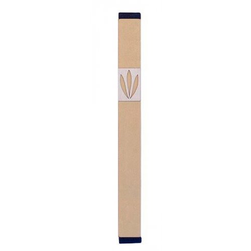 Mezuzah Case with Shin of Three Leaves, Light Colors at 5 Inches Height - Agayof