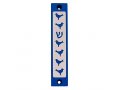 Mezuzah Case with Six Doves and Shin in Dark Colors, 4 Inches Height - Agayof