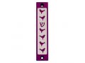 Mezuzah Case with Six Doves and Shin in Dark Colors, 4 Inches Height - Agayof